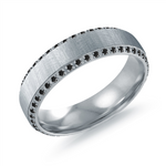 Load image into Gallery viewer, Satin Steel Stainless Steel Bevel Band with Cubic Zirconium
Width: 6m