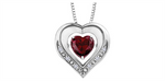 Load image into Gallery viewer, Sterling Silver White Gold Heart Polished Lab Ruby Diamonds Pendant Ne