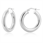 Load image into Gallery viewer, White Sterling Silver Polished Medium Hoop Earrings
Earring Length/Di