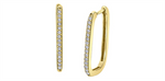 Load image into Gallery viewer, 10K Yellow Gold Paperclip Diamonds Medium Hoop Earrings
Total Diamond