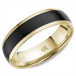 Load image into Gallery viewer, Men's Yellow Gold Domed Band with Polished Finish and Enamel Inlay
To