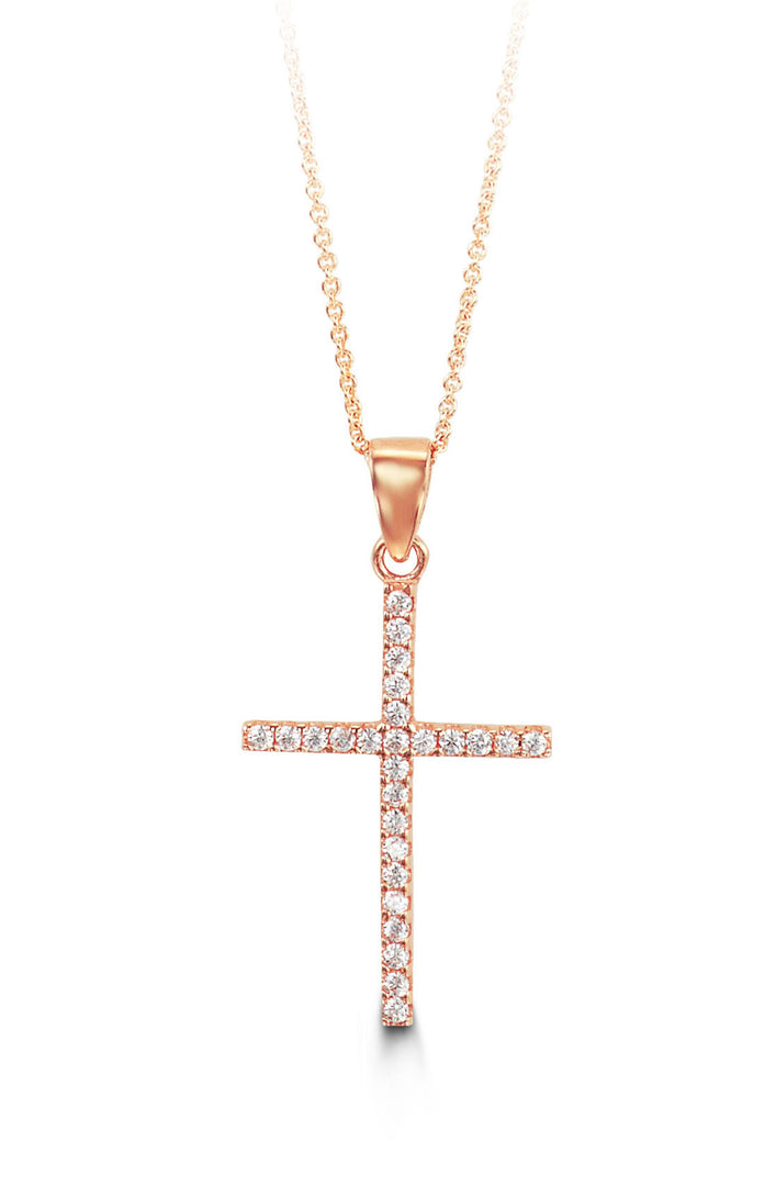 10K Rose Gold Cross Pendant Necklace