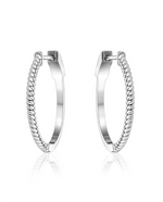 Load image into Gallery viewer, Sterling Silver White Oval Polished Medium Cable Hoop Earrings
Full E