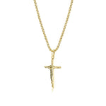 Load image into Gallery viewer, Polished Gold Stainless Steel Crucifix Religious Pendant Necklace