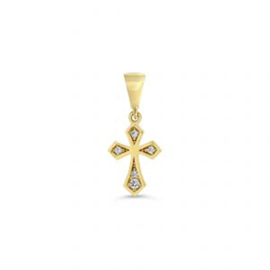 10K Yellow Gold Cross Diamond Religious Pendant