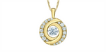 Load image into Gallery viewer, 14K White & Yellow Gold Lab Diamond Round Polished Dancing Stone Penda