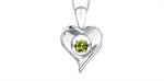 Load image into Gallery viewer, Sterling Silver Gold Heart Peridot Dancing Stone Pendant Necklace