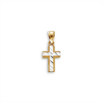 Load image into Gallery viewer, 10K White & Yellow Gold Diamond Cut Cross Religious Pendant
Lengt