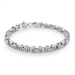 Load image into Gallery viewer, White Stainless Steel King Link Bracelet 
Length: 8"
Width: 5.5mm
F