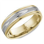 Load image into Gallery viewer, Men's White & Yellow Gold Flat with Milgrain Band with Multi-Finish Fi