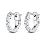 Load image into Gallery viewer, White Sterling Silver Cubic Zirconium Polished Huggie Earrings
Earrin