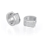 Load image into Gallery viewer, Stainless Steel Round Polished Cubic Zirconiums Huggie Earrings
Dimensions: 13.5mm x 6.9mm