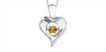 Load image into Gallery viewer, Sterling Silver Gold Heart Citrine Dancing Stone Pendant Necklace
