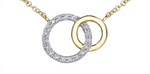 Load image into Gallery viewer, 10K Yellow Gold Diamonds Double Circle Polished Pendant Necklace
PE