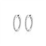 Load image into Gallery viewer, White Sterling Silver Cubic Zirconium Round Polished Small Hoop Earrin
