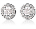 Load image into Gallery viewer, White Sterling Silver Cubic Zirconium Halo Polished Stud Earrings
Ear