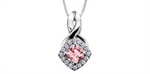 Load image into Gallery viewer, 10K White Gold Halo Polished Pink Tourmaline Diamonds Pendant Necklace