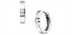 Load image into Gallery viewer, 10K White Gold Diamonds Small Hoop Earrings