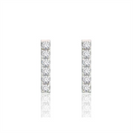 Load image into Gallery viewer, White Sterling Silver Cubic Zirconium Bar Polished Stud Earrings
Earr