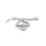 Load image into Gallery viewer, White Sterling Silver Puffed Pave Heart Mesh Bracelet
Top Width: 4.5