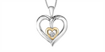 Load image into Gallery viewer, Silver + Gold White & Yellow Gold Diamond Heart Polished Pendant Neckl