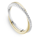 Load image into Gallery viewer, Lady's Yellow & White Gold Prong Set Intertwined Diamonds Band
Diamond Shape: Round