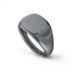 Load image into Gallery viewer, Gun-Metal Grey Stainless Steel Striped Signet Ring 
Width: 13mm 
Siz