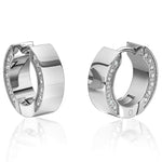 Load image into Gallery viewer, Stainless Steel Round Polished Cubic Zirconiums Huggie Earrings
Dimensions: 15mm x 5mm