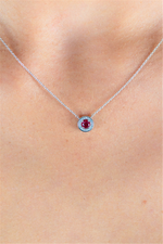 Load image into Gallery viewer, White Sterling Silver Halo Polished Pendant Necklace
PENDANT
Stone