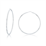 Load image into Gallery viewer, White Sterling Silver Diamond Cut XLarge Hoop Earrings
Earring Length