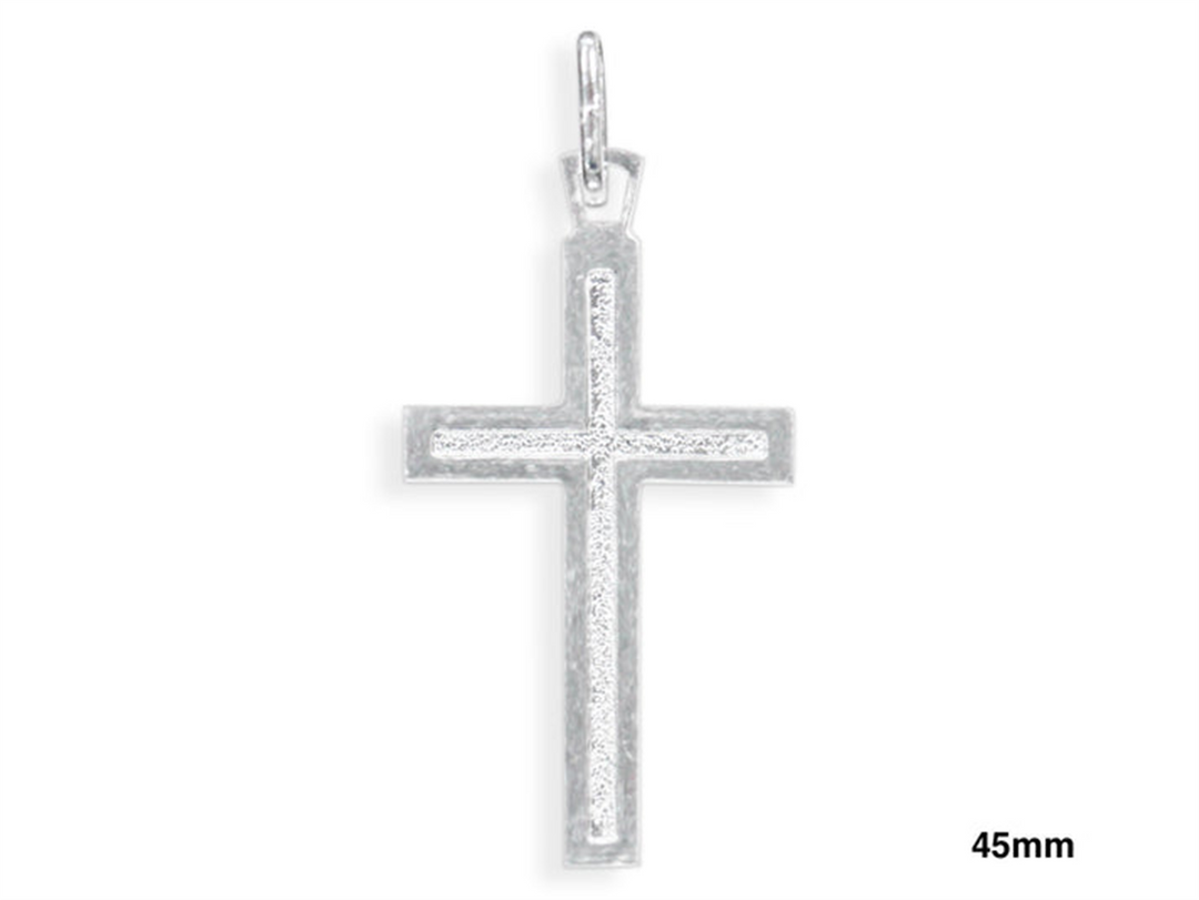 Sterling Silver White Cross Pendant 
Length: 45mm