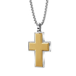 Load image into Gallery viewer, Matte' Two-Tone Stainless Steel Cross Necklace