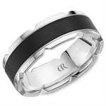Load image into Gallery viewer, Men's White Gold Flat Band with Polished Finish and Enamel Inlay
Top