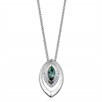 Load image into Gallery viewer, Sterling Silver White Synthetic Green Spinel Marquise Pendant Necklace