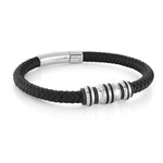 Load image into Gallery viewer, Black Leather Stainless Steel Bar 
Length: 8.25"