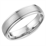 Load image into Gallery viewer, Men's White Gold Stepped Down Edges Band with Sandpaper Finish
Top W