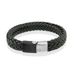 Load image into Gallery viewer, Black Leather Stainless Steel 
Length: 8.25"