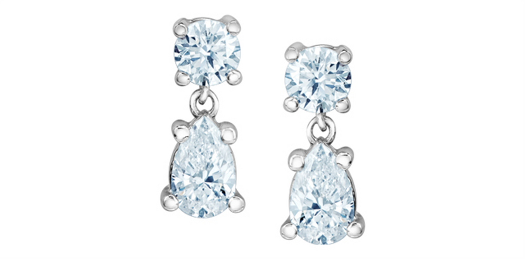 10K White Gold Round & Pear Lab Diamonds Dangle Earrings
Total Diamon