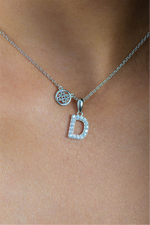 Load image into Gallery viewer, White Sterling Silver Initial "D" Polished Pendant Necklace
PENDANT