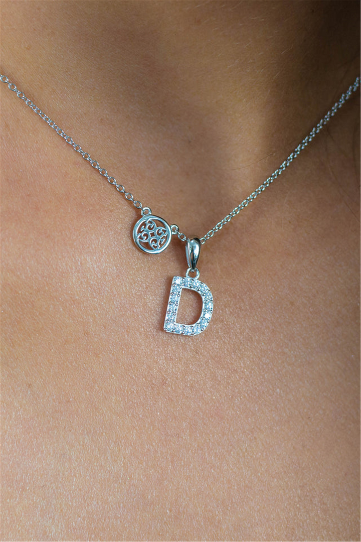 White Sterling Silver Initial "D" Polished Pendant Necklace
PENDANT