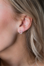Load image into Gallery viewer, White Sterling Silver Cubic Zirconium Heart Polished Stud Earrings
Ea
