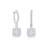 Load image into Gallery viewer, White Sterling Silver Cubic Zirconium Square Polished Dangle Earrings