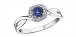Load image into Gallery viewer, 10K White Gold Halo Sapphire and Diamonds Ring
Primary Stone: Cushion