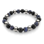 Load image into Gallery viewer, Blue Tiger Eye Hematite Onyx Bead Stretch Bracelet 
Length: 8"