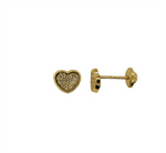 Load image into Gallery viewer, Kid's 10K Yellow Gold Heart with CZ Stud Earrings
Dimensions: 6mm x