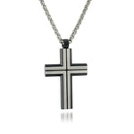 Load image into Gallery viewer, Matte' Black Stainless Steel Cross Necklace