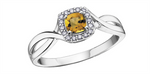 Load image into Gallery viewer, 10K White Gold Halo Citrine and Diamonds Ring
Primary Stone: Cushion-