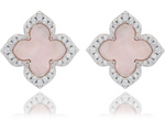 Load image into Gallery viewer, White Sterling Silver Mother of Pearl and Cubic Zirconium Flower Polis