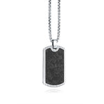 Load image into Gallery viewer, Polished Stainless Steel with Carbon Fibre Dog Tag Necklace