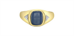 Load image into Gallery viewer, Men's 10K Yellow Gold Signet Sapphire and Diamonds Ring